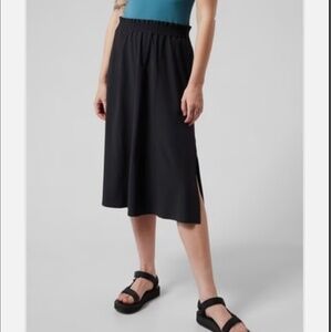 Athleta Black Savannah Midi Length Skirt UPF